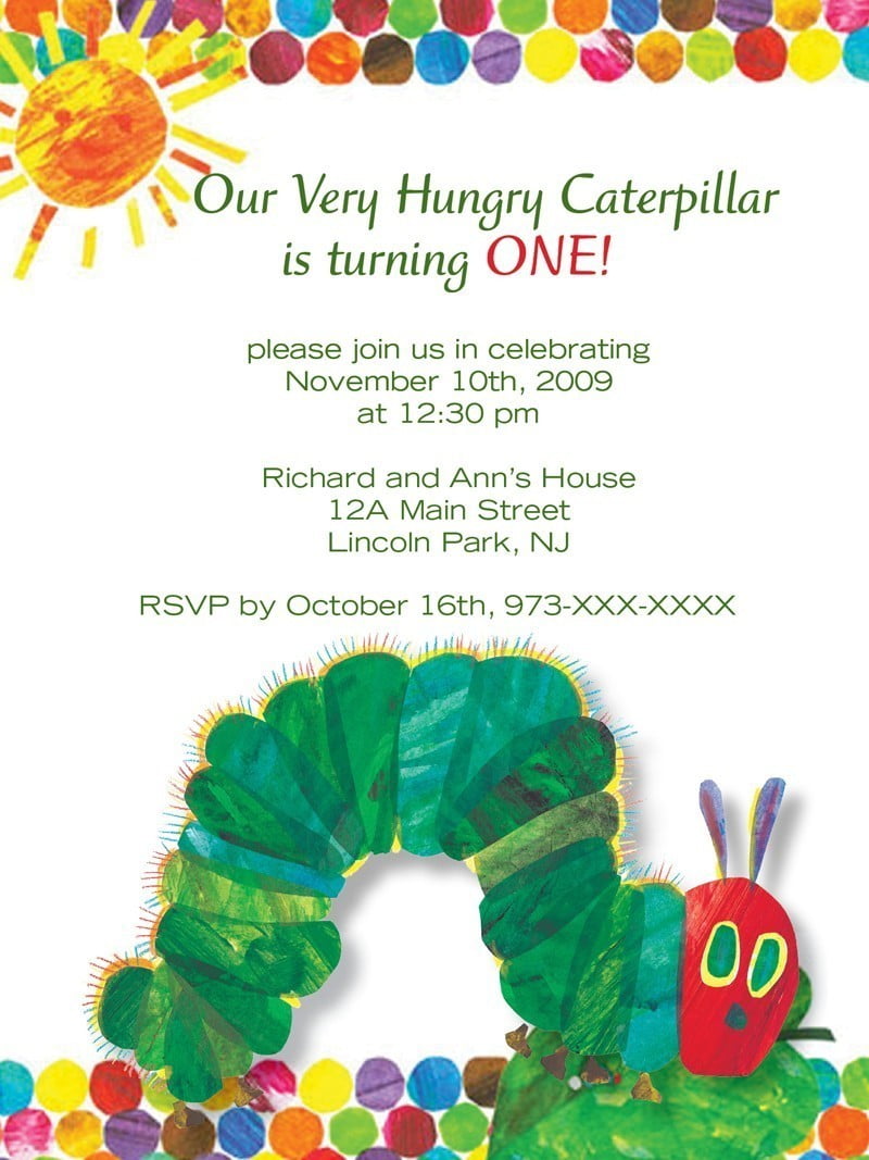 Very Hungry Caterpillar Party Invitations Free Printable