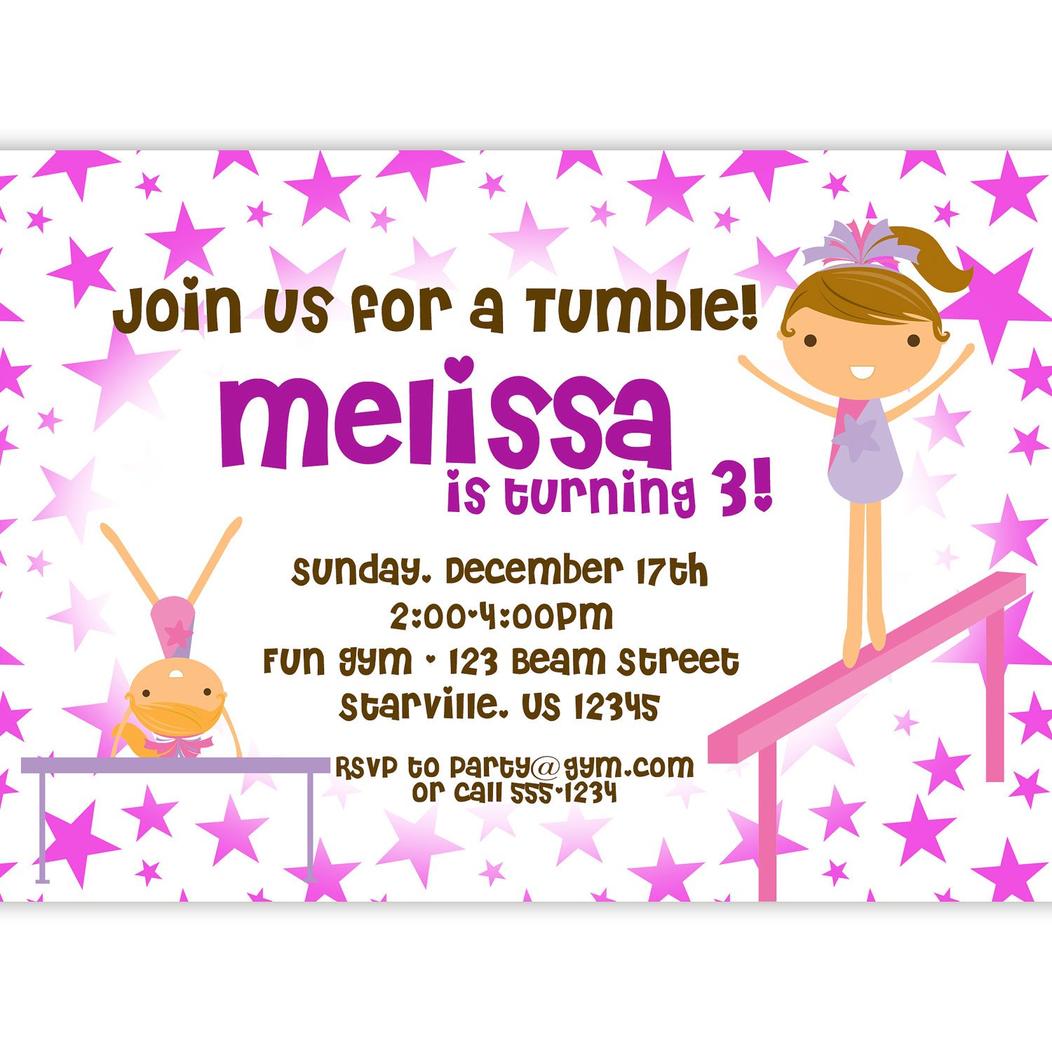 Gymnastics Invitation — Crafthubs