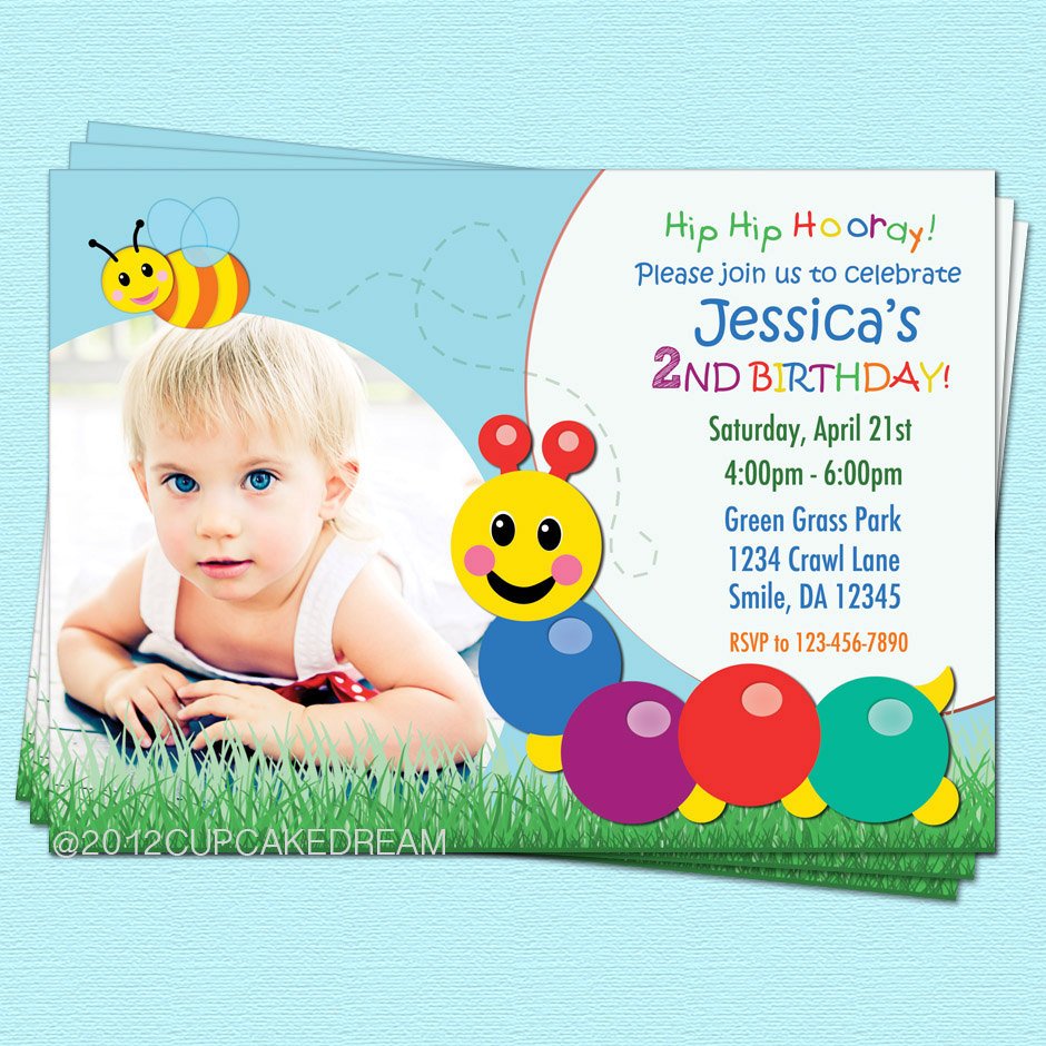 2nd  Caterpillar Birthday Invitations Ideas