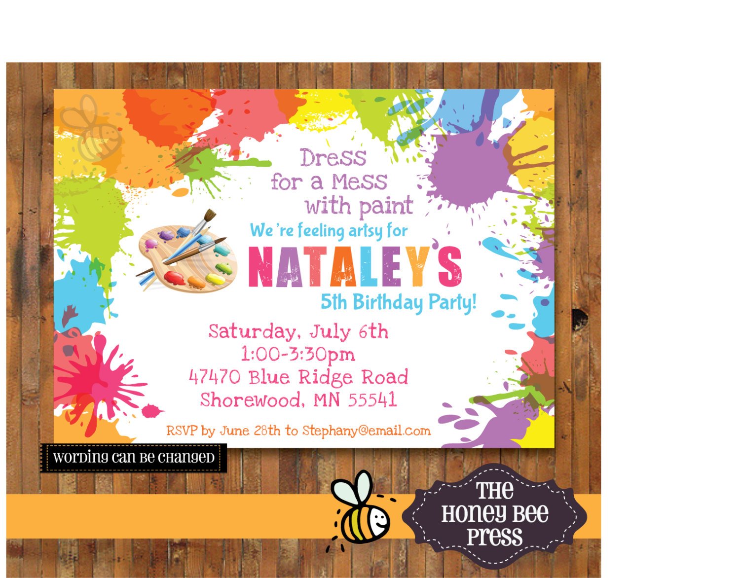 Art Birthday Party Invitations for your Kids FREE Printable Birthday