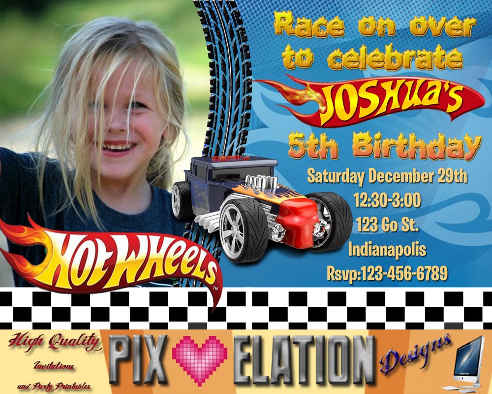 Hot Wheels Birthday Invitations with Photo