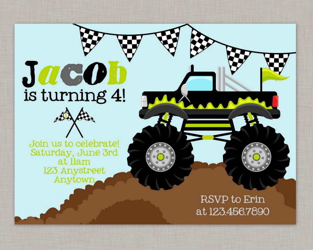 Bigfoot Truck Birthday Invitations