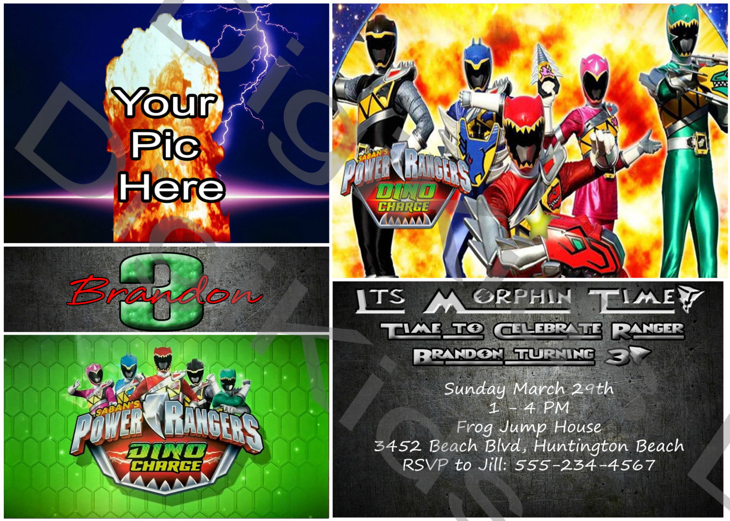 Power Ranger Birthday Invitations with Photo