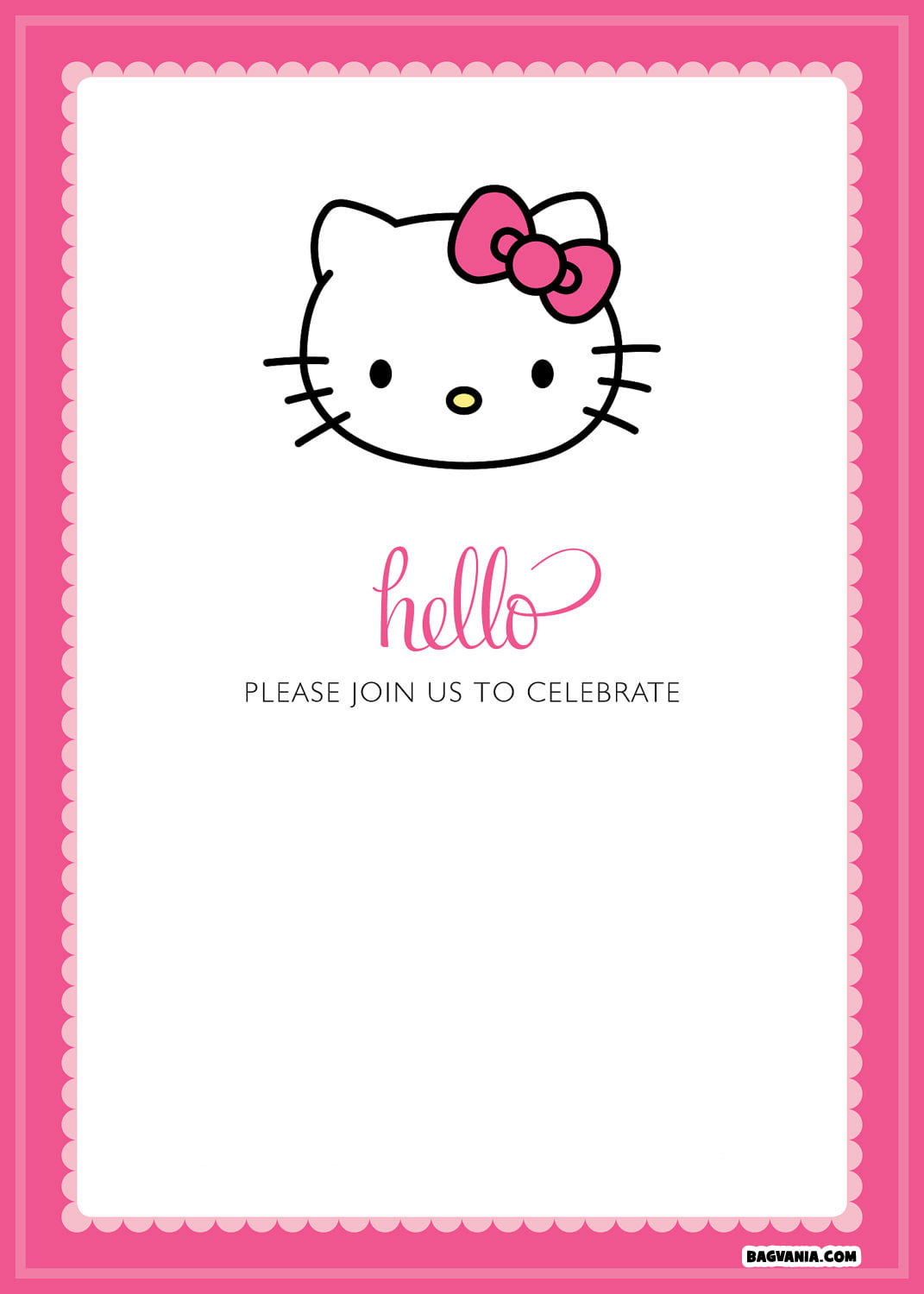 Free Printable Hello Kitty Birthday Invitations  FREE Printable Intended For Hello Kitty Birthday Card Template Free