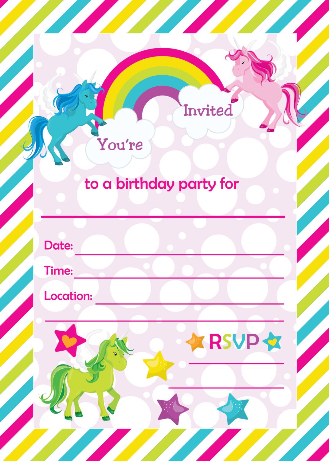 Free Rainbow Birthday Invitations Free Printable Birthday Invitation Templates Bagvania