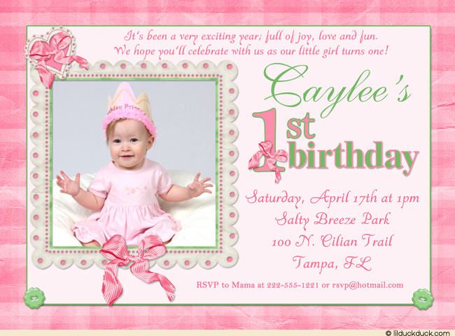 1st Birthday Invitation Wording princess theme