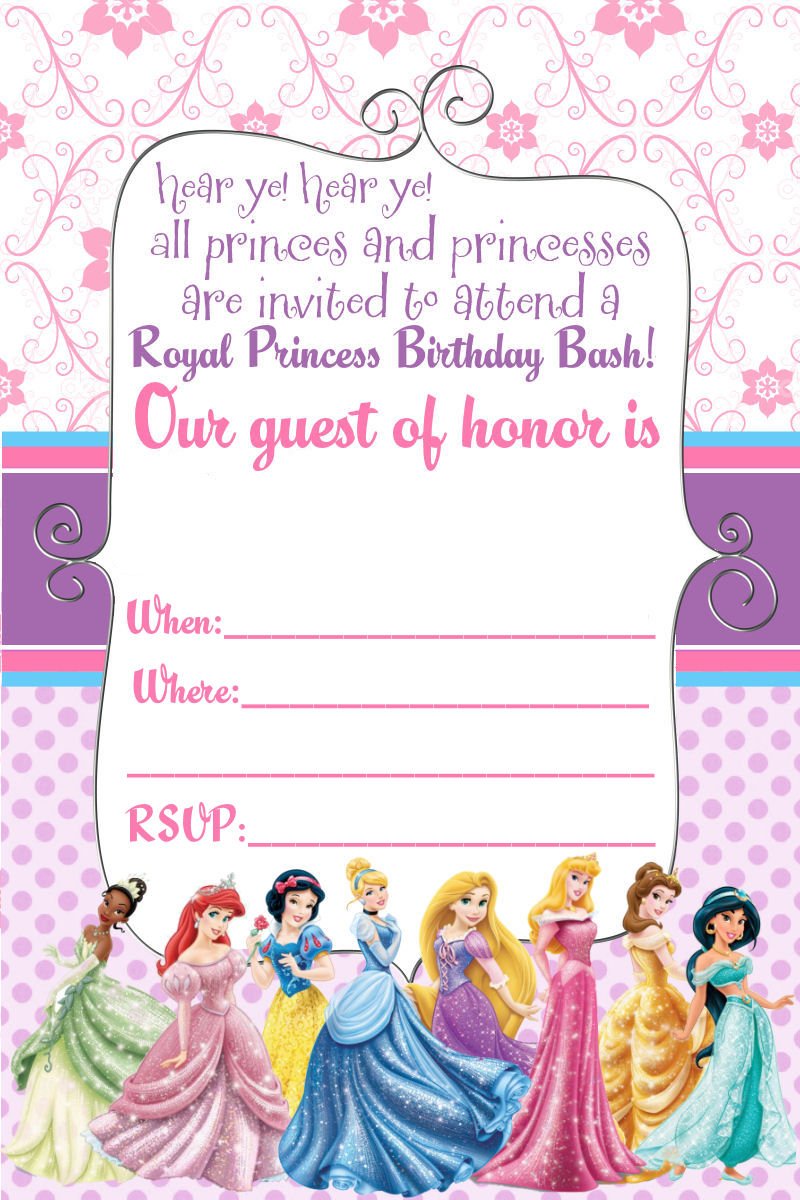 Free Printable Disney Princess Birthday Invitations Template Free Printable Birthday Invitation Templates Bagvania