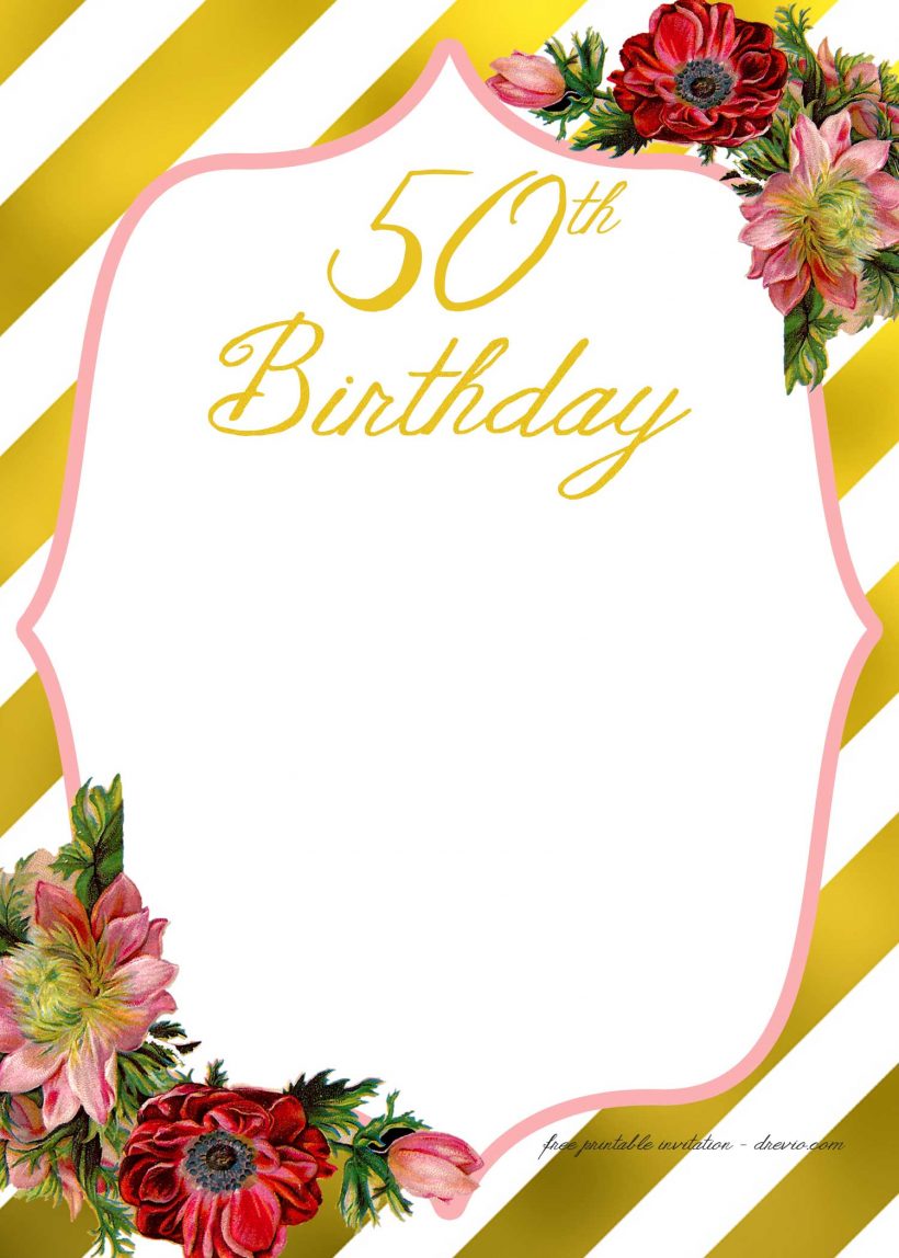 FREE 50th Birthday Party Invitations Wording FREE Printable Birthday