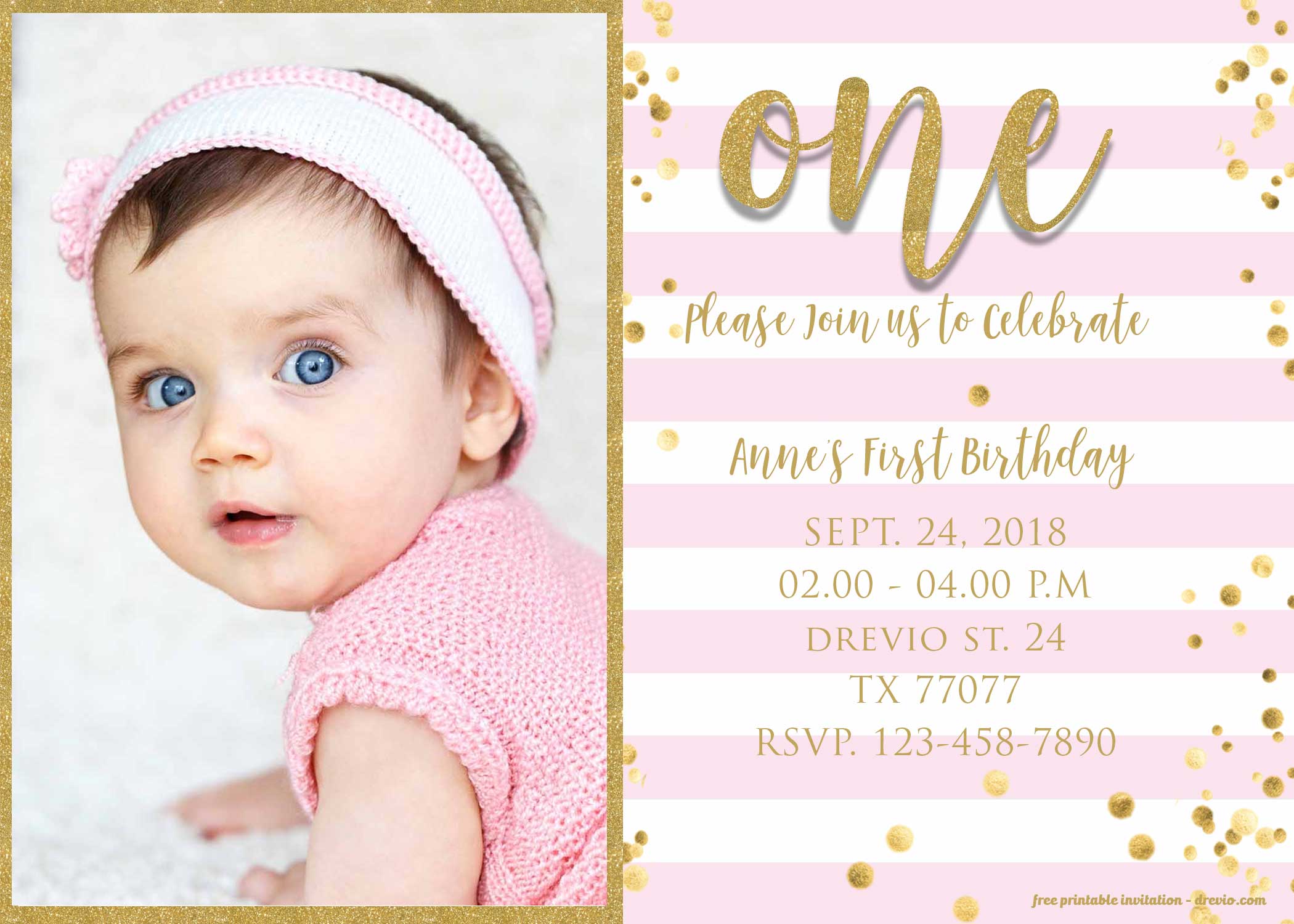 Free Printable First Birthday Party Invitations