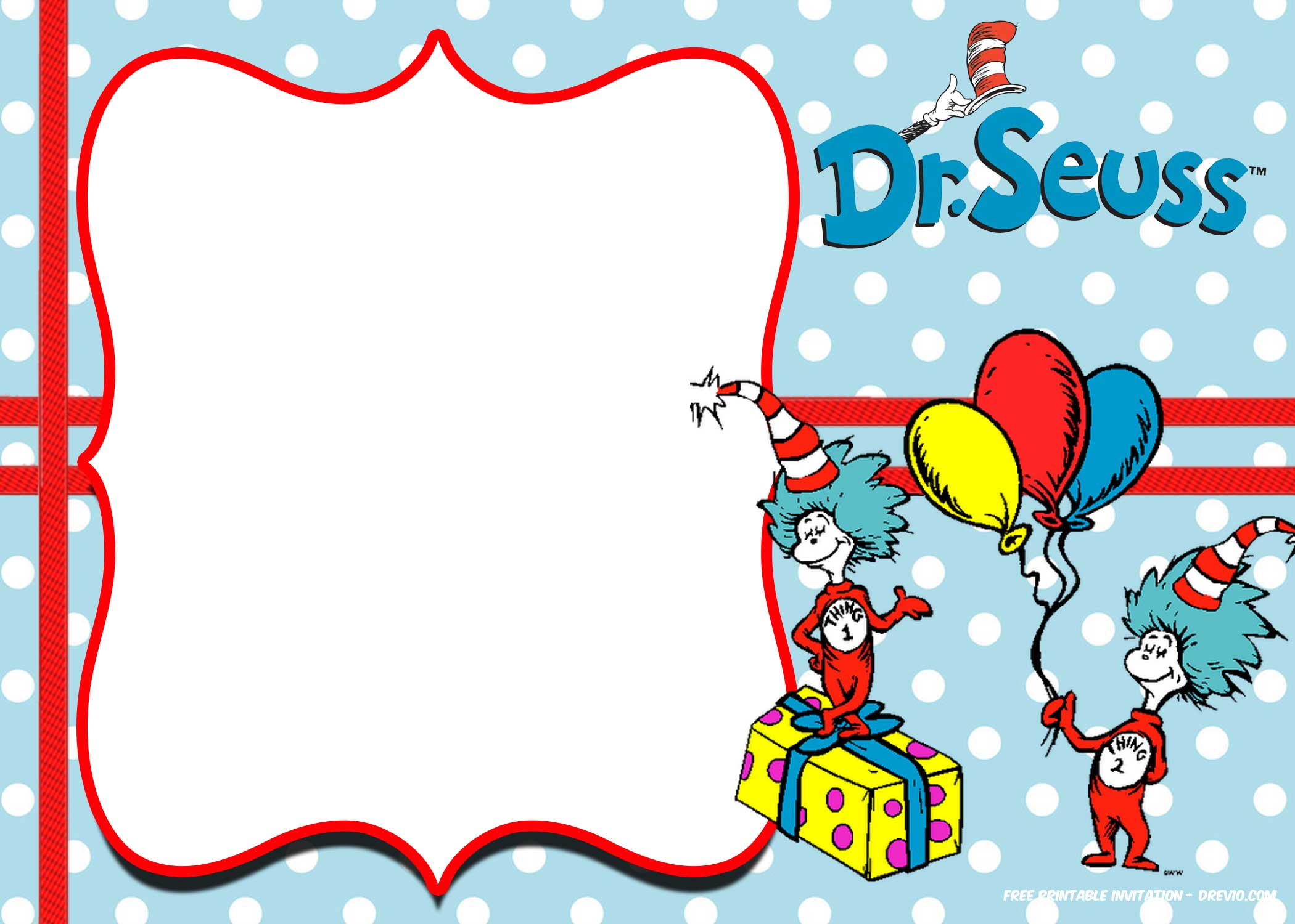 Free dr.Seuss Invitation Templates – Printable  FREE Printable Inside Dr Seuss Birthday Card Template