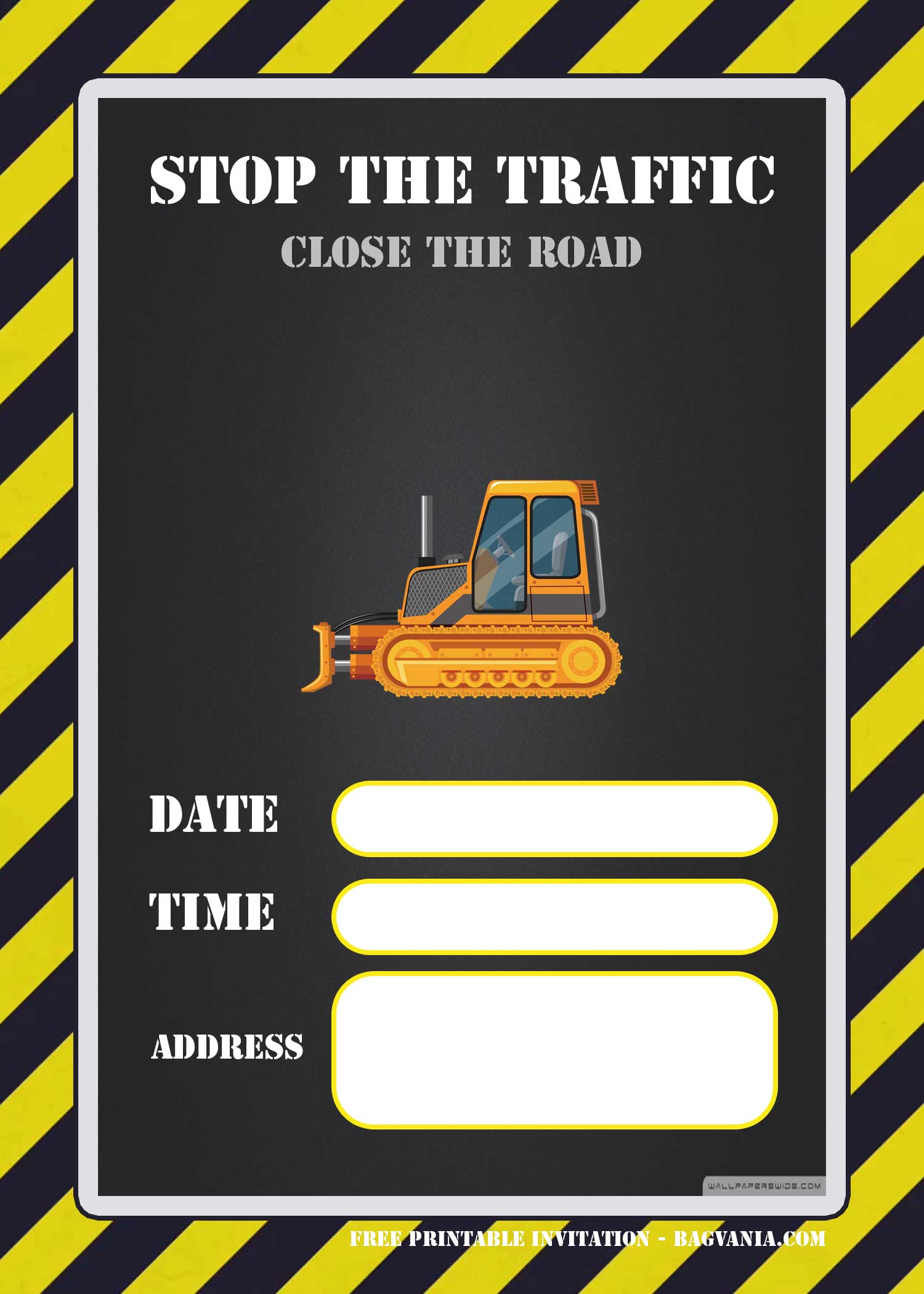 Free Construction Party Invitation Templates Backhoe Bulldozer And Dump Truck Free Printable Birthday Invitation Templates Bagvania