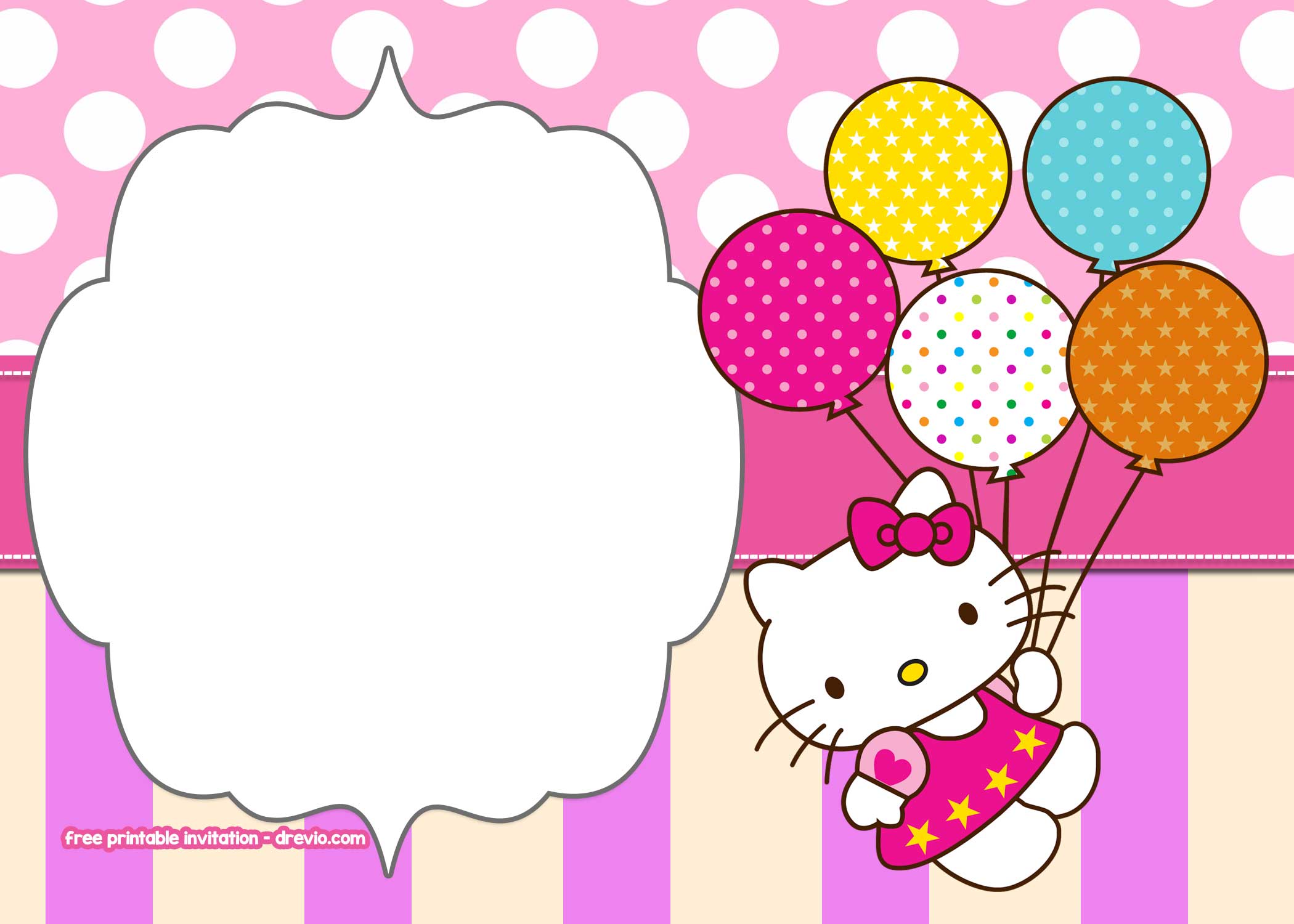 Free Printable Hello Kitty Birthday Invitation Card