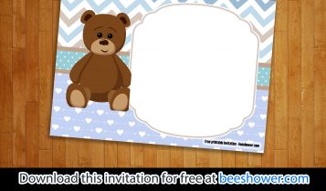 Free Printable Teddy Bear Invitation Templates With Pink and Polkadot