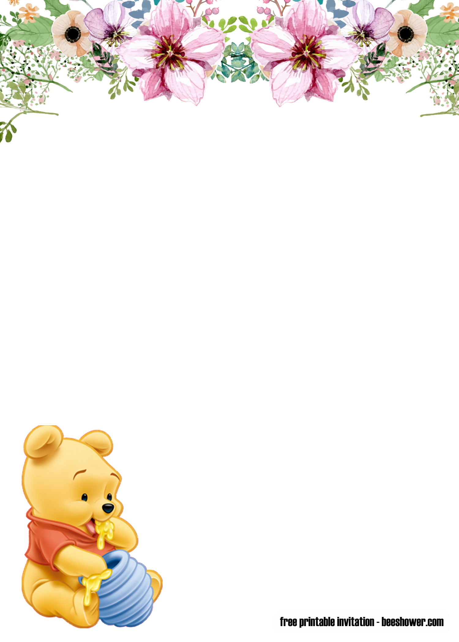 Free Winnie The Pooh Baby Shower Invitations Free Printable Birthday Invitation Templates Bagvania