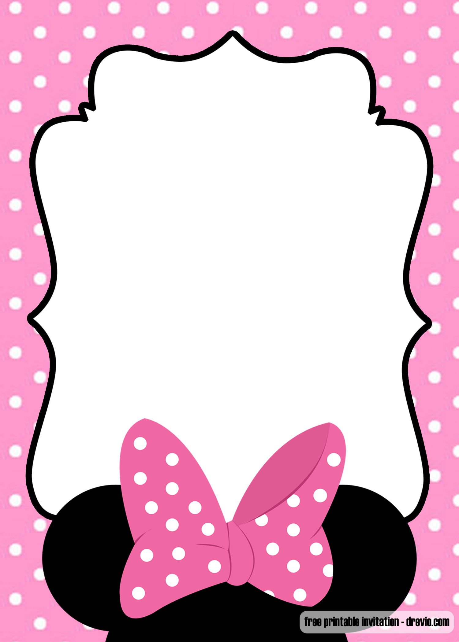FREE Polka Dot Pink Minnie Mouse Invitation Template FREE Printable 