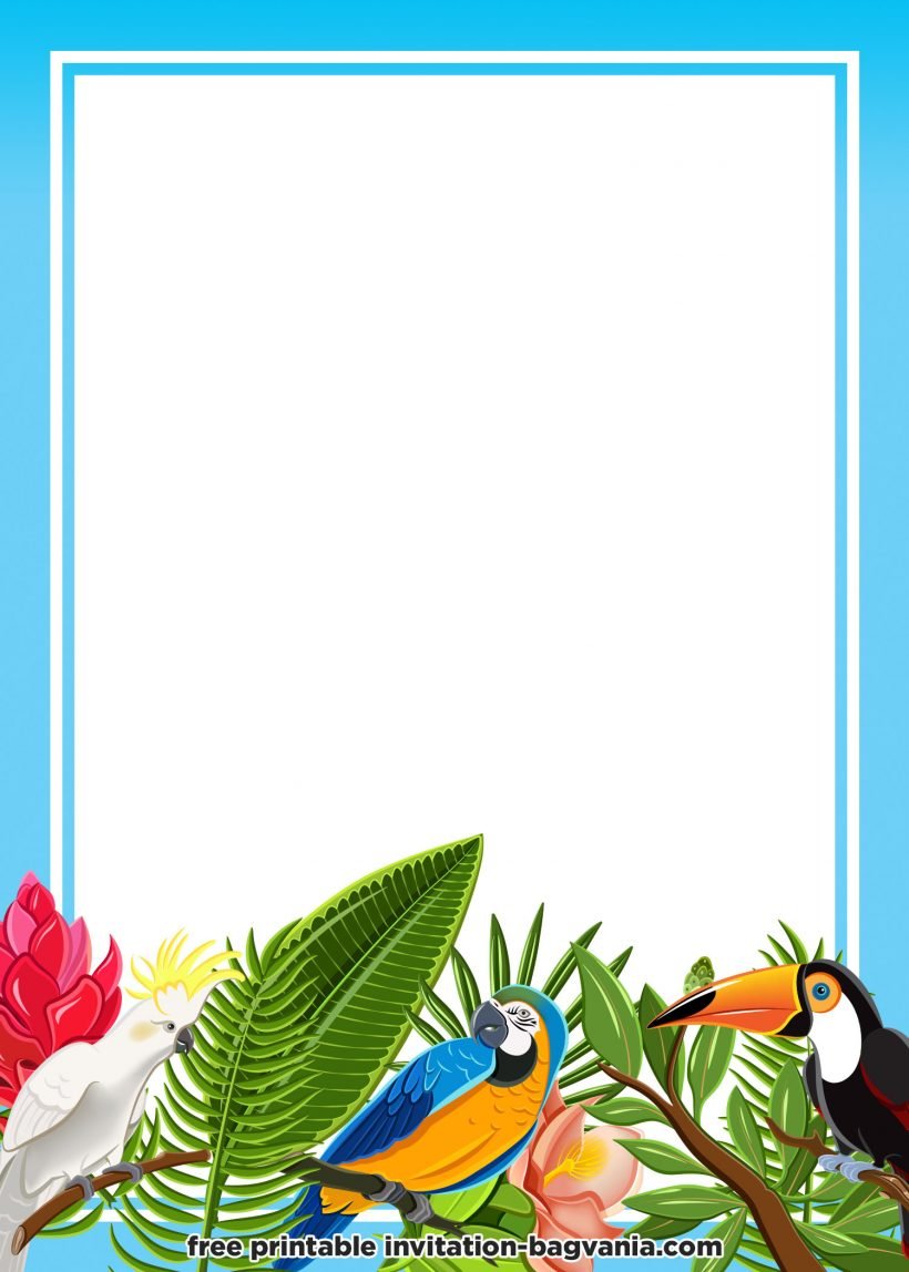 FREE Hawaiian Tropical Invitation Template - with bird