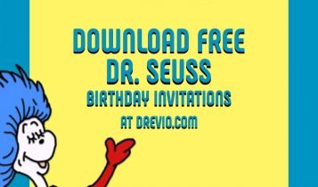 Free Printable Dr. Seuss Party Invitation Templates With Cute Cat and Colorful Background