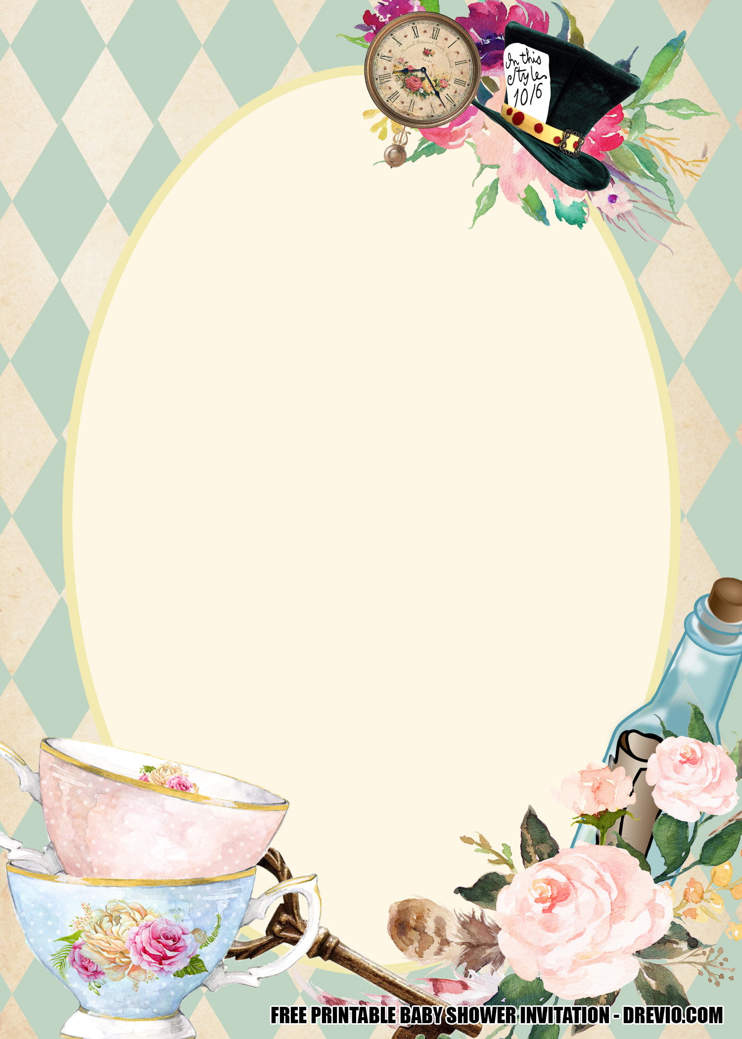 Printable Alice In Wonderland Flower Template
