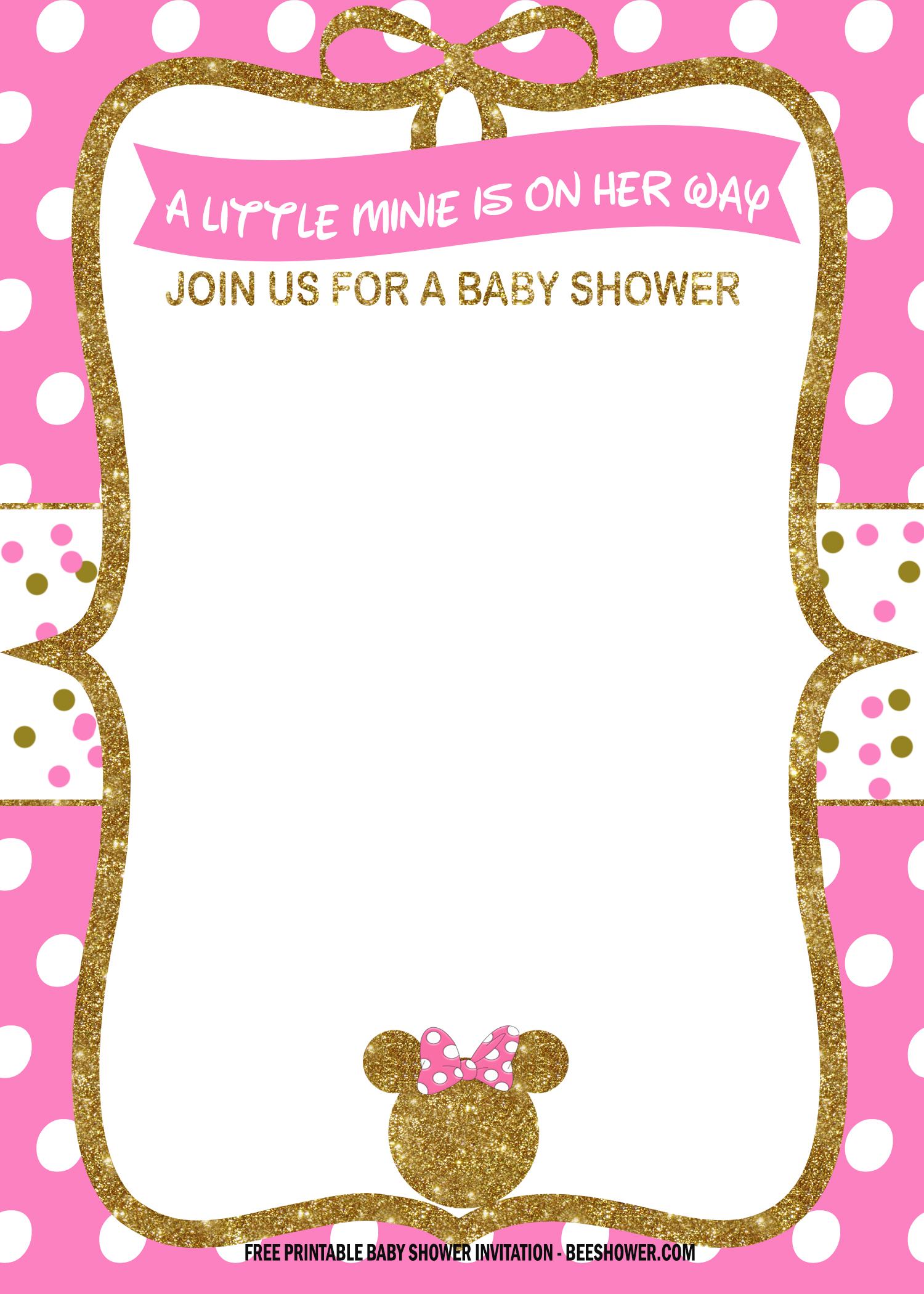 Free Pink And Gold Minnie Baby Shower Invitation Templates Free Printable Birthday Invitation Templates Bagvania