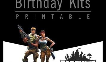 Free Fortnite Templates With Birthday Party Hat and Invitation Card