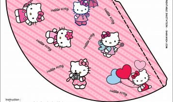Free Printable Hello Kitty Templates With Cute Birthday Party Hat and Invitation Card