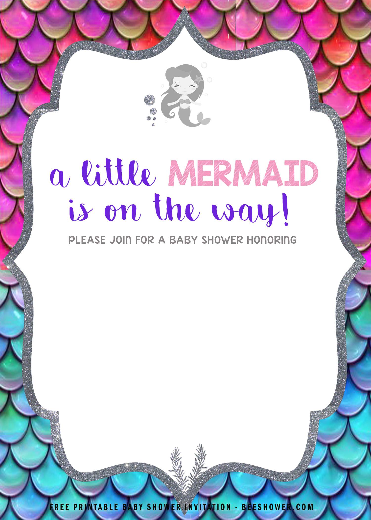 FREE Mermaids Baby Shower Invitation Templates  FREE Printable Within Baby Shower Flyer Templates Free