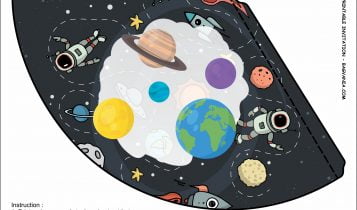 Free Printable Outer Space Party Templates With Solar System Background and Party Hat