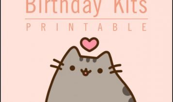 Free Printable Pusheen Birthday Kits Templates With Birthday Party Hat and Cupcake Topper