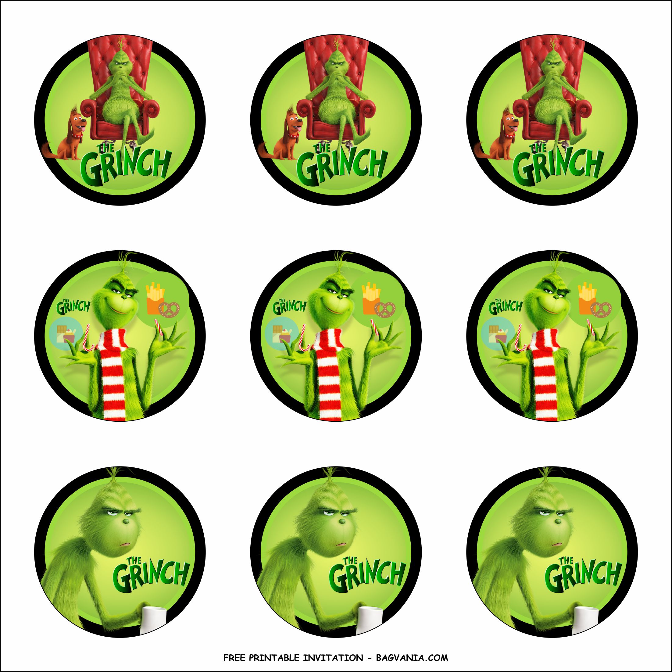 FREE PRINTABLE) - The Grinch Birthday Party Kits Template.