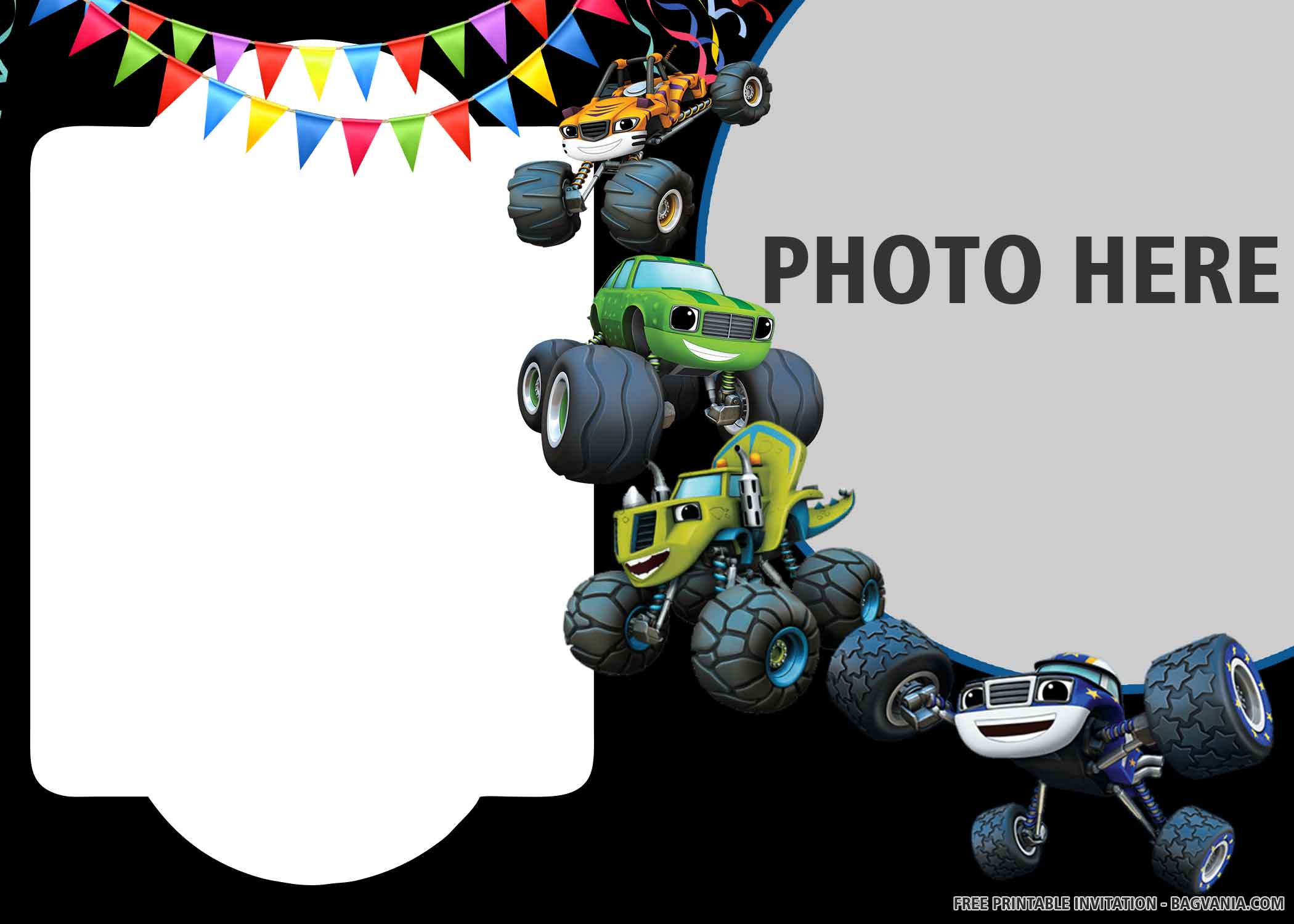 2.	FREE Monster Cars in Series with Photo, Ribbons and Black Background