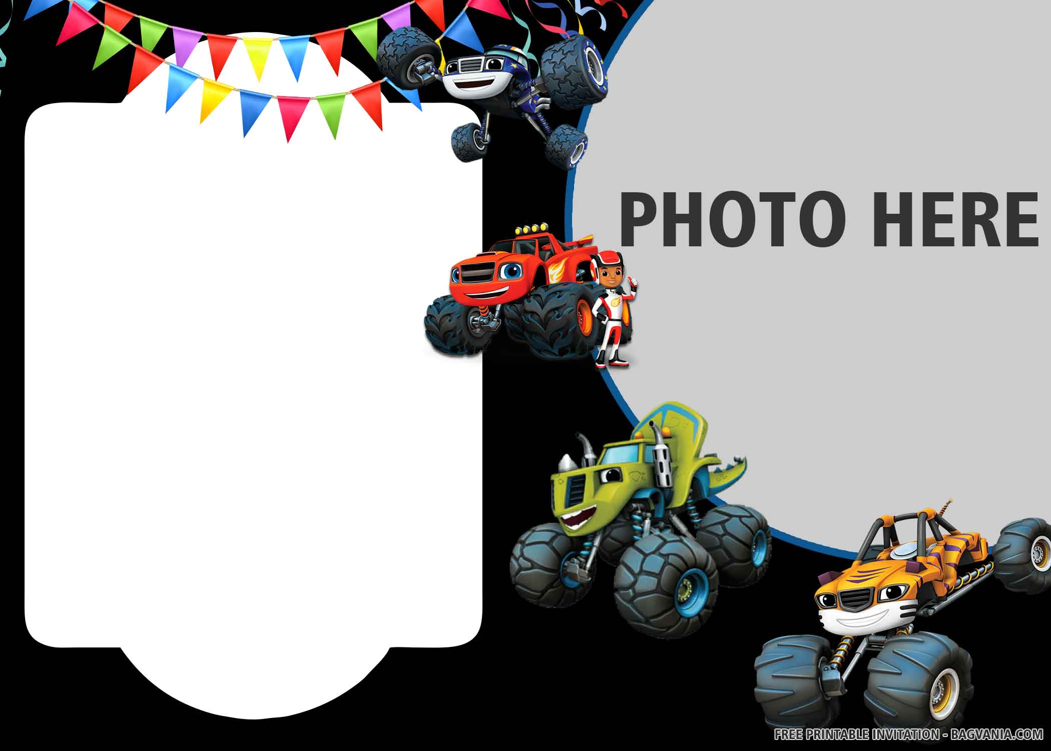 1.	FREE Monster Cars in Random with Photo, Ribbons and Black Background