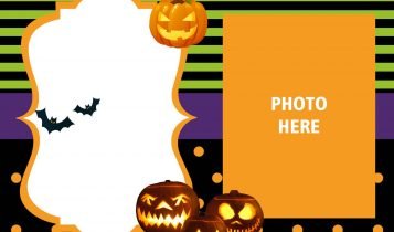 Free Printable Halloween Templates With Stripes and Polkadot Background