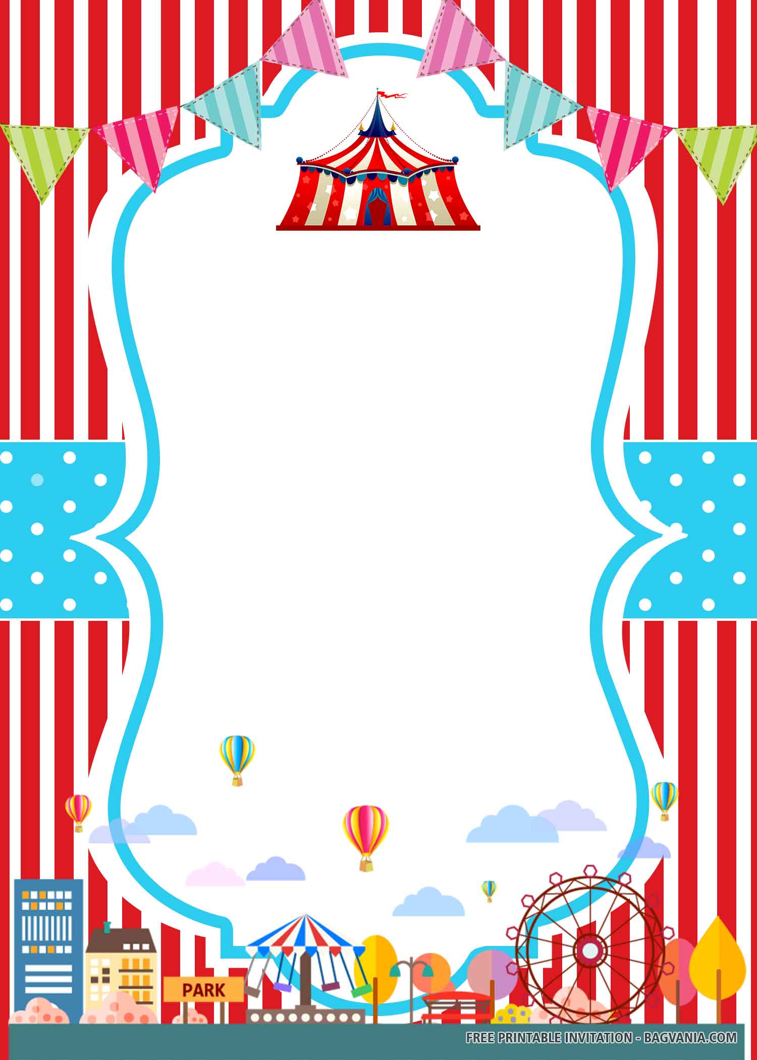 FREE Stripes Circus with Ribbons, Air Balloons, Circus Decoration