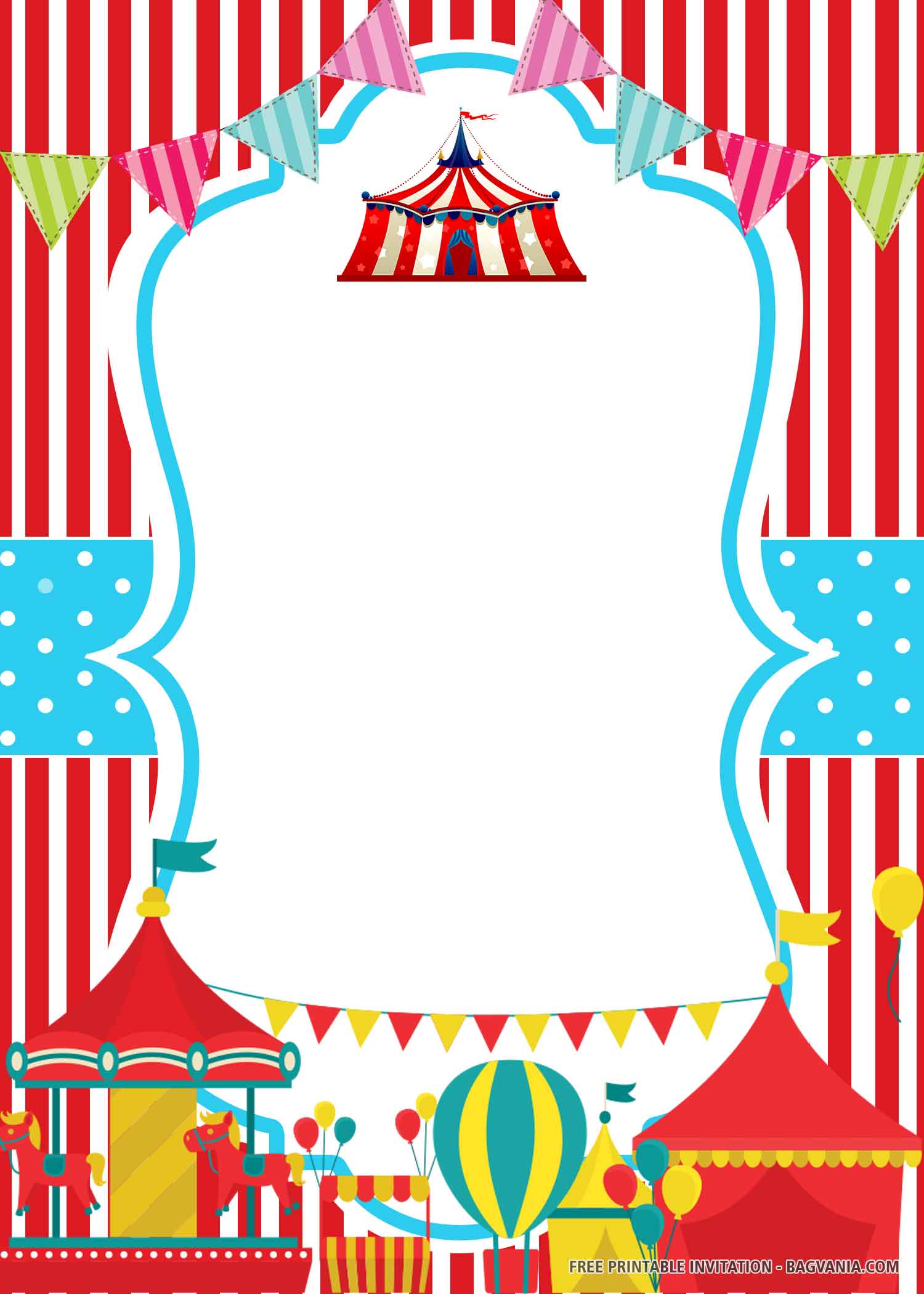 FREE Stripes Circus with Tents, Ribbons, Air Balloon, Balloons