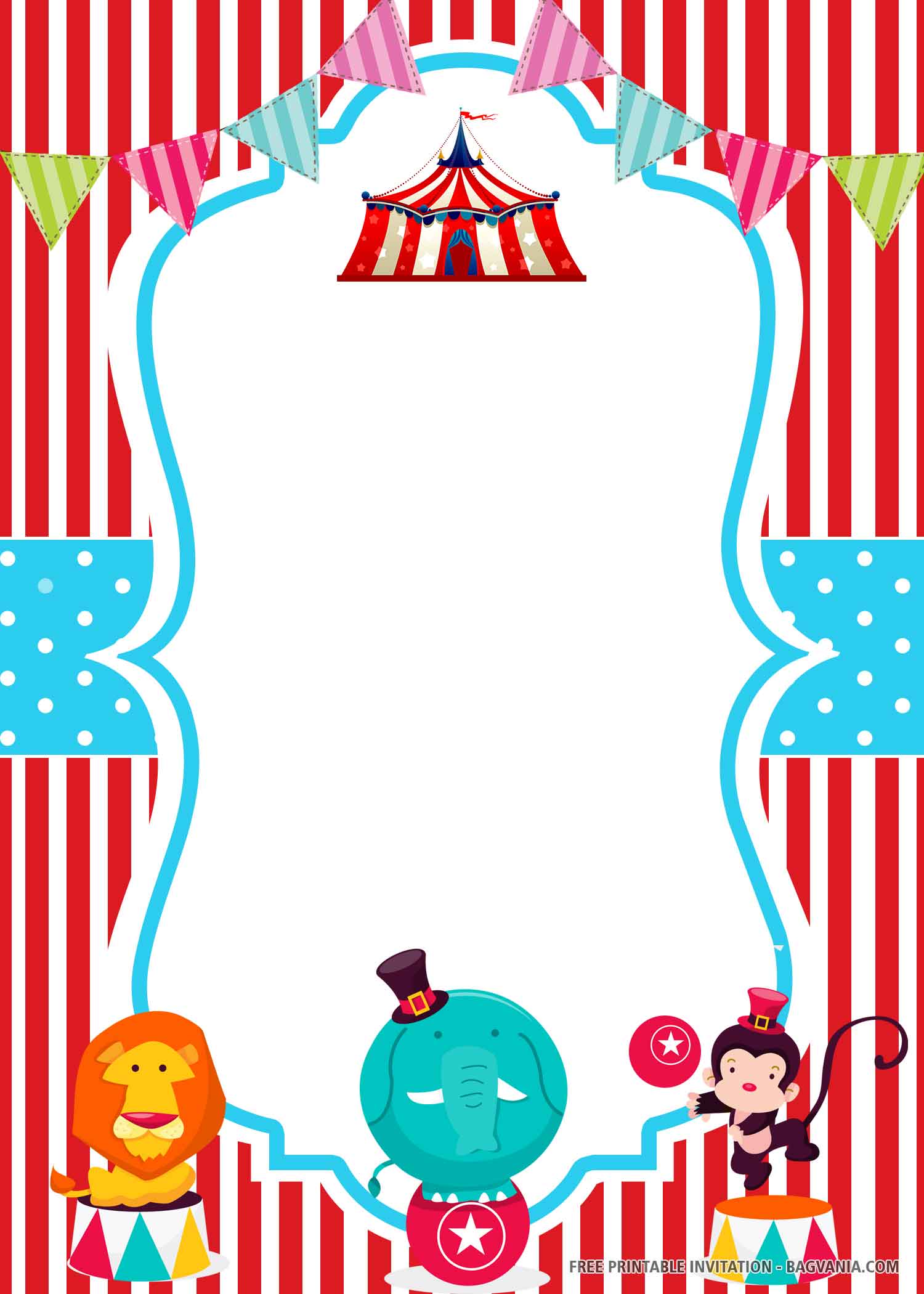 FREE Stripes Circus with Tent, Ribbons, and Animals
