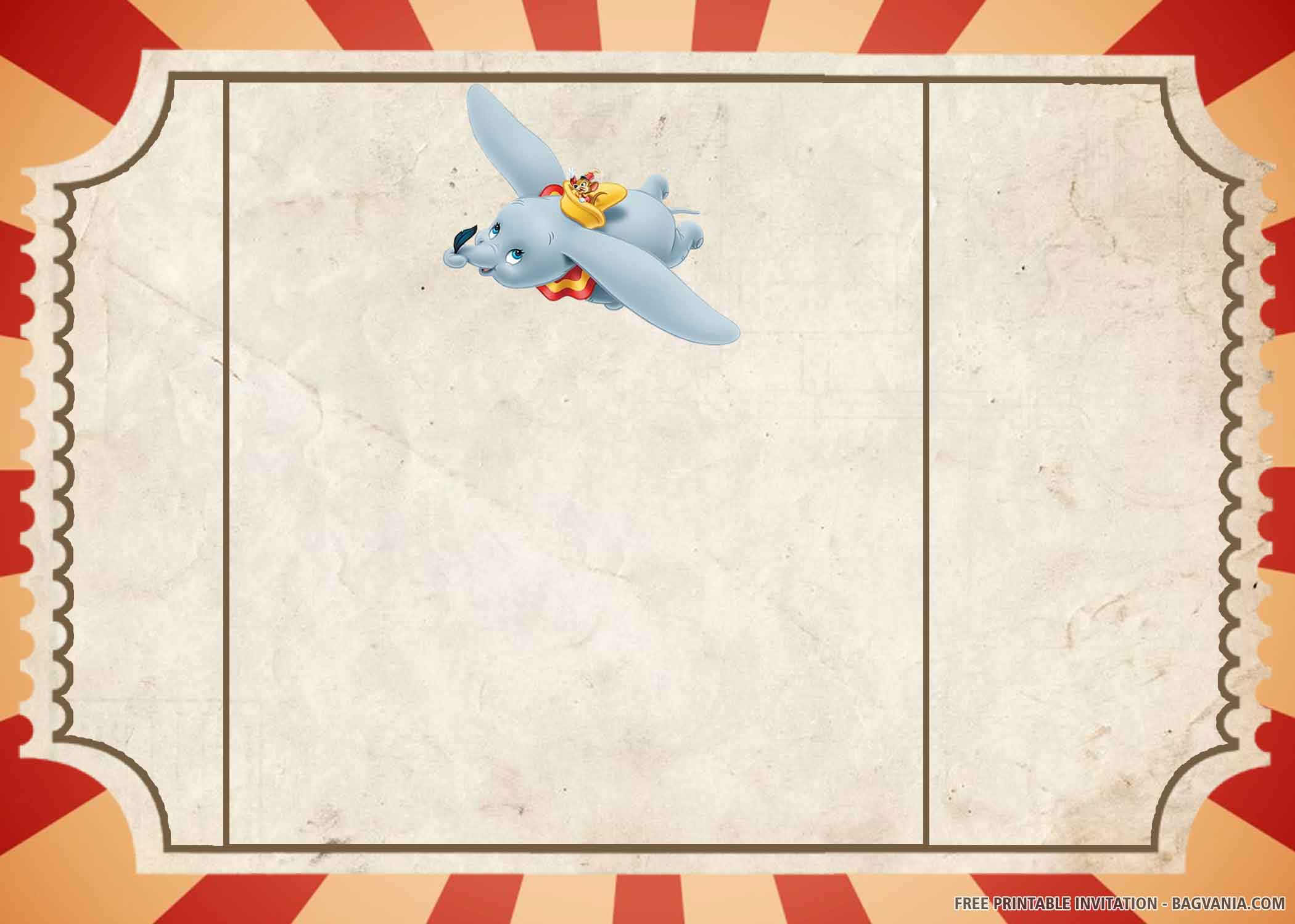FREE Dumbo Invitation with Happy Flying Dumbo