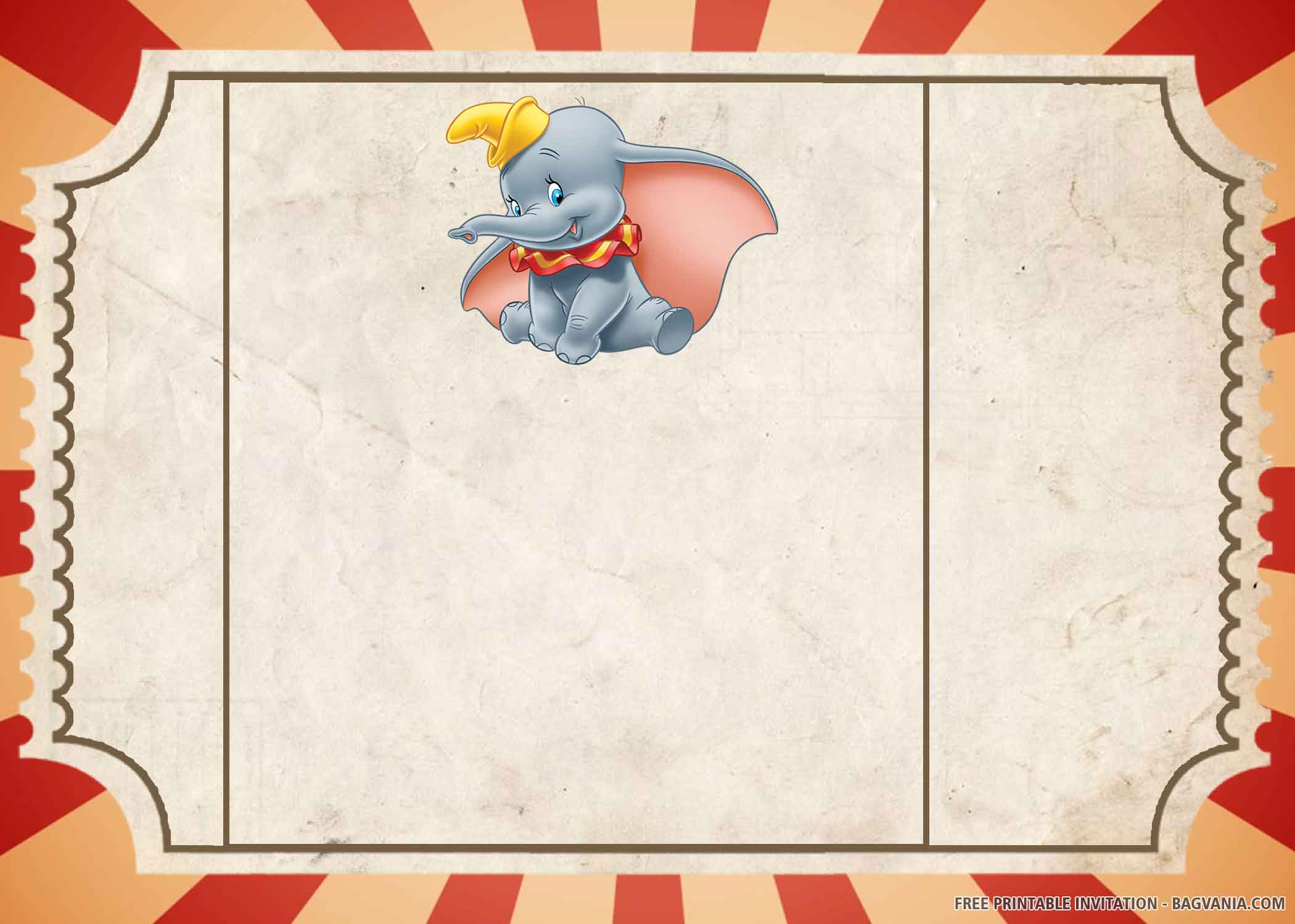 FREE Dumbo Invitation with Cute Smile