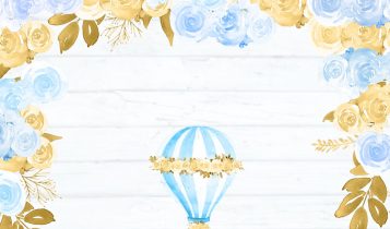 Free Printable Glitter Hot Air Balloons Templates With Watercolor Flowers and Wood