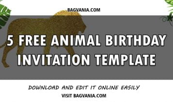 Free Printable Animal Birthday Templates With Gold Lion