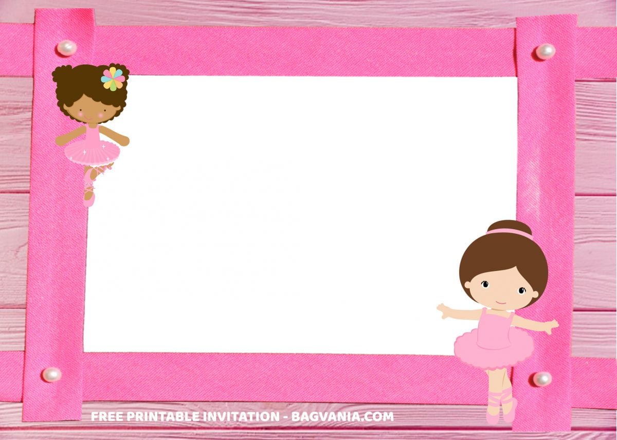 Free Printable Pink Ballerina Baby Shower Invitation Templates With Space For Party Information and Tiara