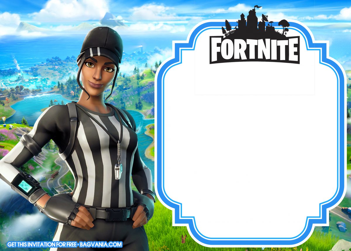 Free Printable Fortnite Birthday Invitation Templates With Text Frame and Landscape Design