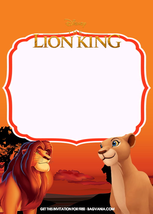 Free Printable Lion King Birthday Invitation Templates With Mufasa and Dusk Colored Background