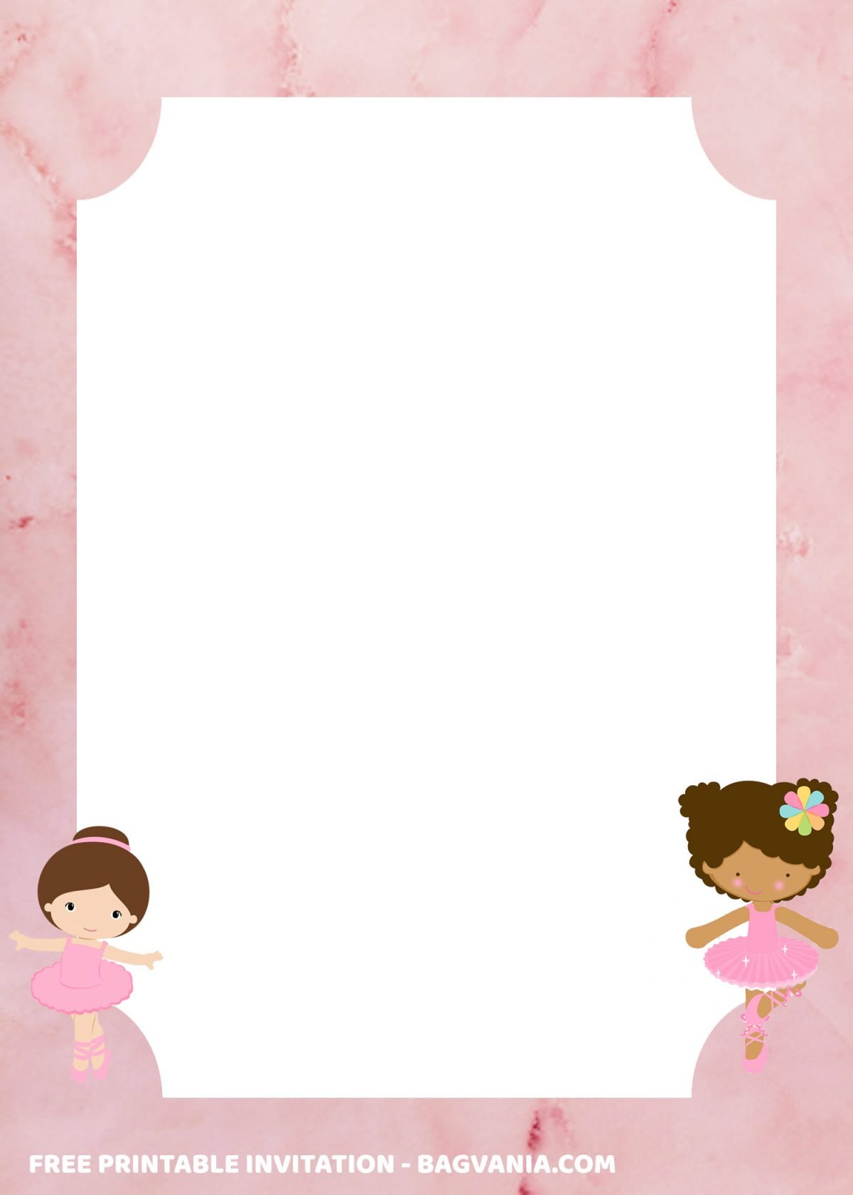 Free Printable Pink Ballerina Baby Shower Invitation Templates With Cute Hairclip