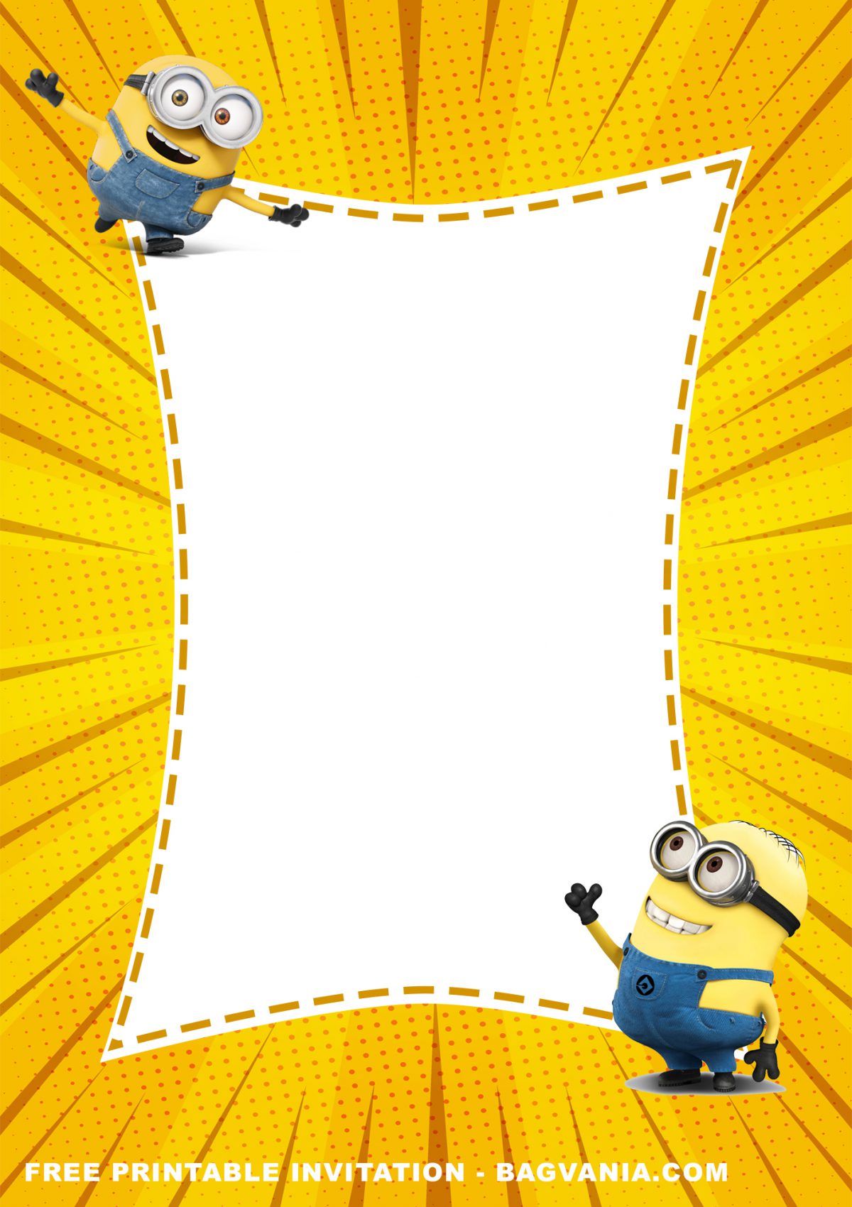 Free Printable Minion Birthday Invitation Templates With Yellow Background and Pattern
