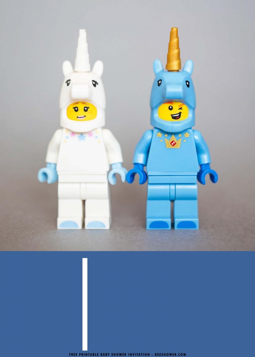Free Printable Lego Unicorn Baby Shower Invitation Templates With Space For Party Details