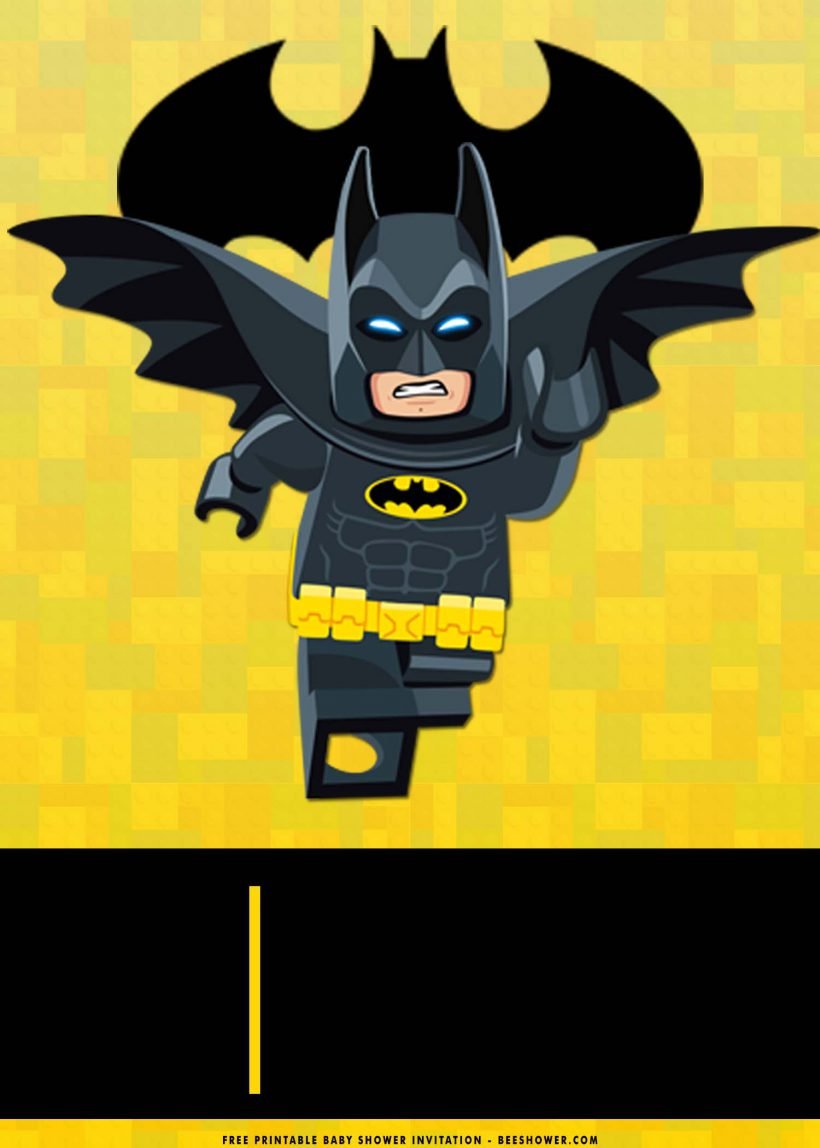 Free Printable Lego Batman Baby Shower Invitation Templates With Space For Party Details