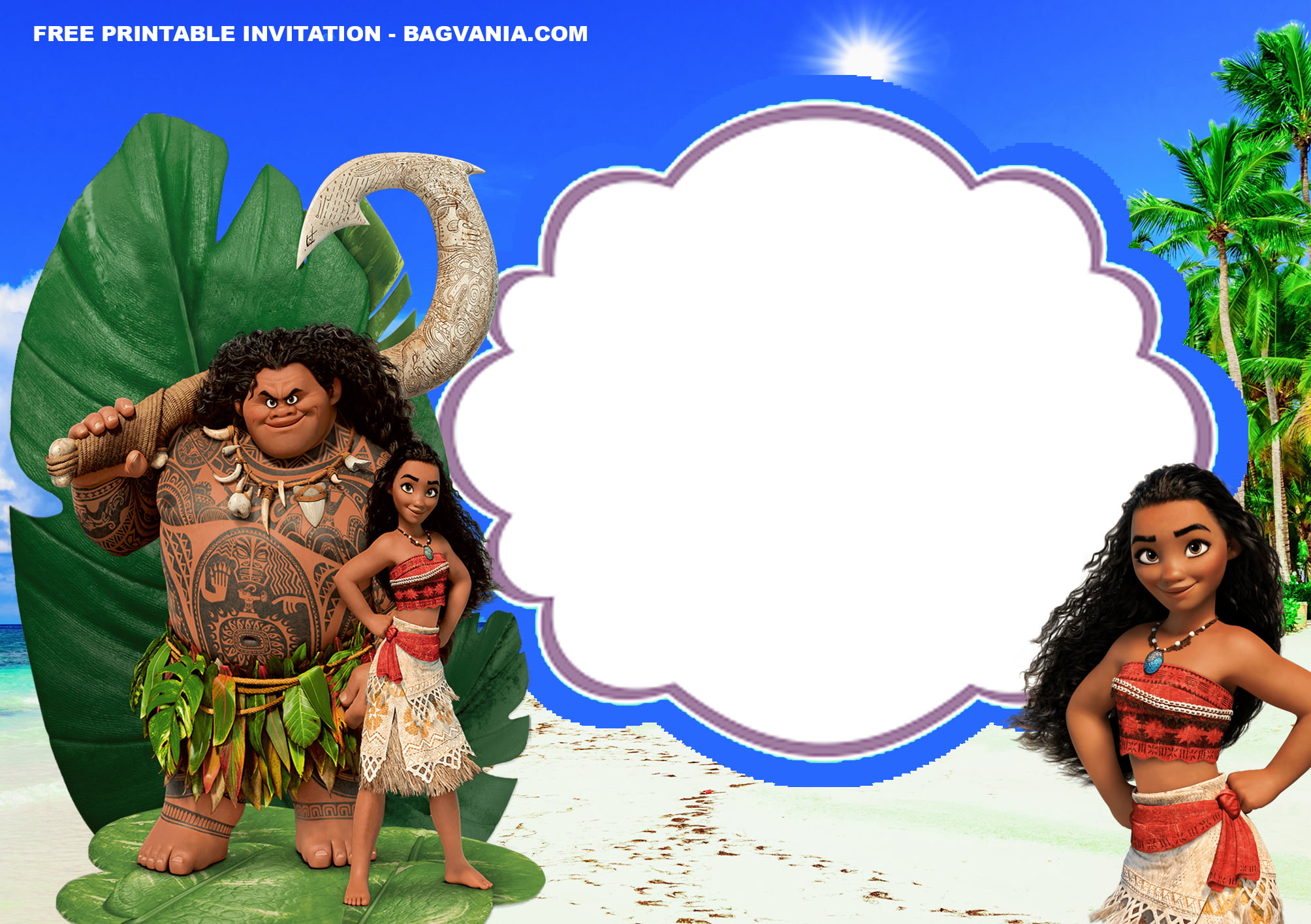 (FREE Printable) – Baby Moana Birthday Invitation Templates | Bagvania