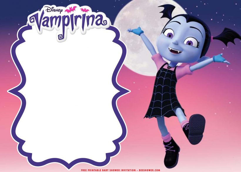 Free Printable Disney Vampirina Invitation Templates With Text Frame