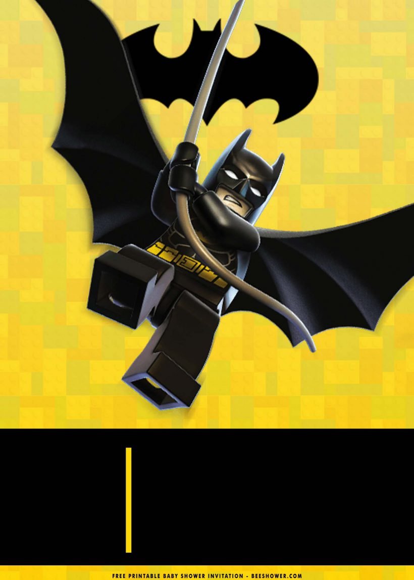 Free Printable Lego Batman Baby Shower Invitation Templates With Hanging On Rope