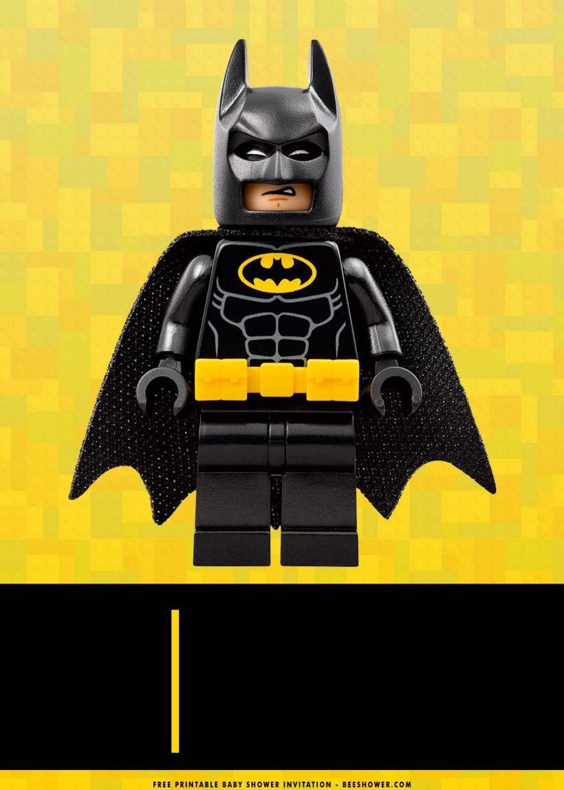 Free Printable Lego Batman Baby Shower Invitation Templates With Black Cape